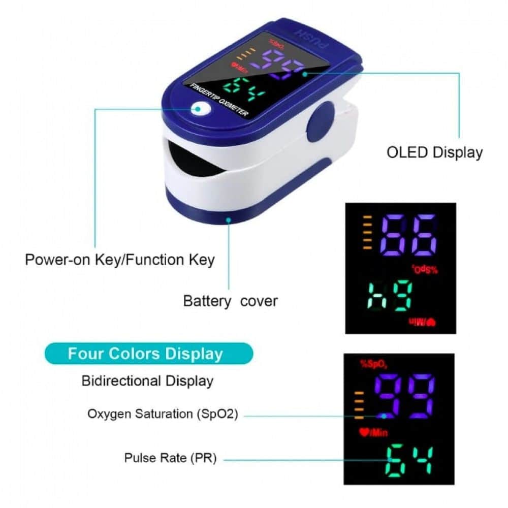 Detector de oxígeno en sangre Lk87 Azul y blanco Inglés Medidor de oxígeno  en sangre Lk87 Detector de pulso de saturación de oxígeno en sangre